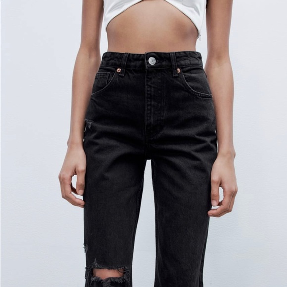 ZARA Ripped Wide Leg Jeans - Picture 2 of 12